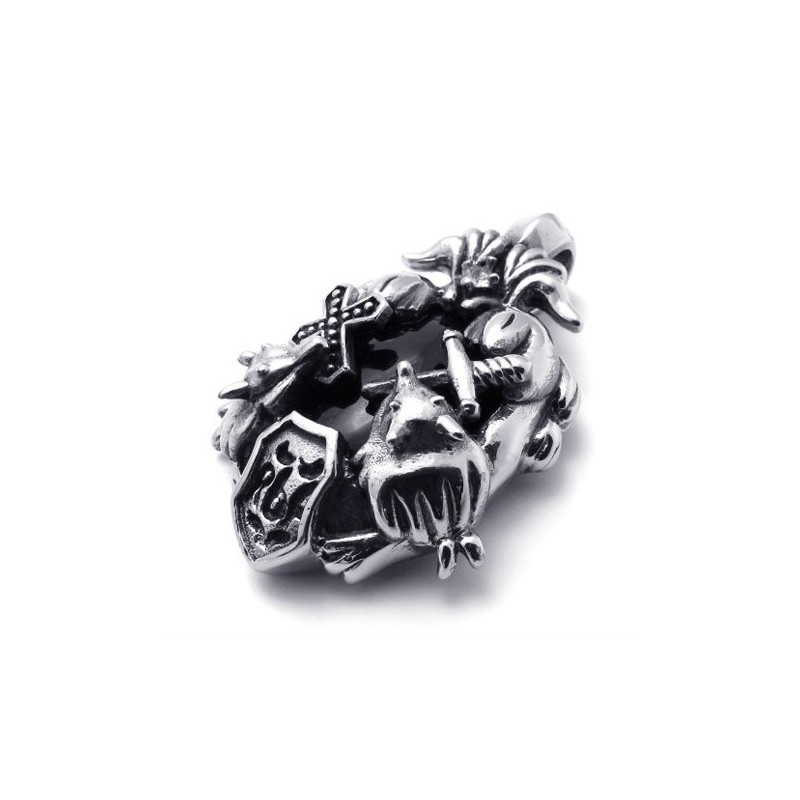 Kreuz-Anhänger Aus Titan Mit Schwarzem Edelstein