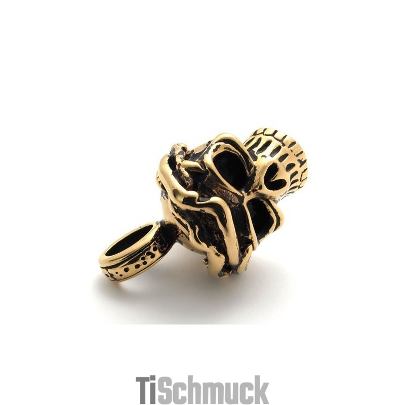 Goldfarbener Totenkopf-Anhänger Aus Titan Goldfarbener Totenkopf-Anhänger Aus Titan