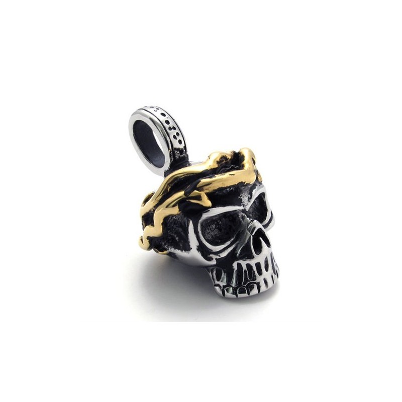 Titan-Anhänger Mit Totenkopf-Anhänger Und Goldenem Akzent