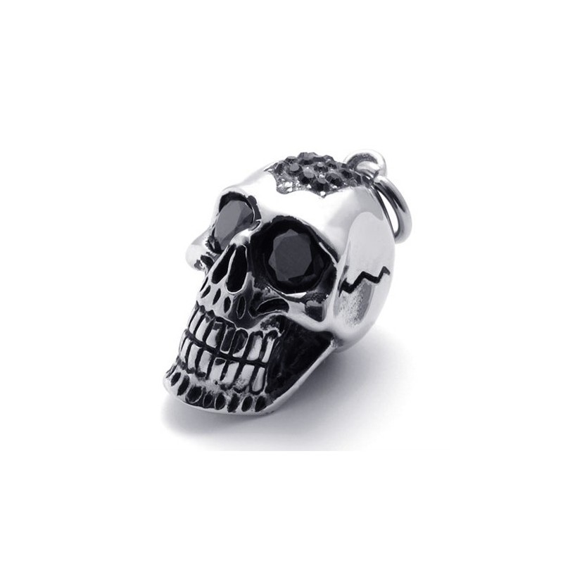 Titan-Anhänger Mit Schwarzem Diamant-Totenkopf