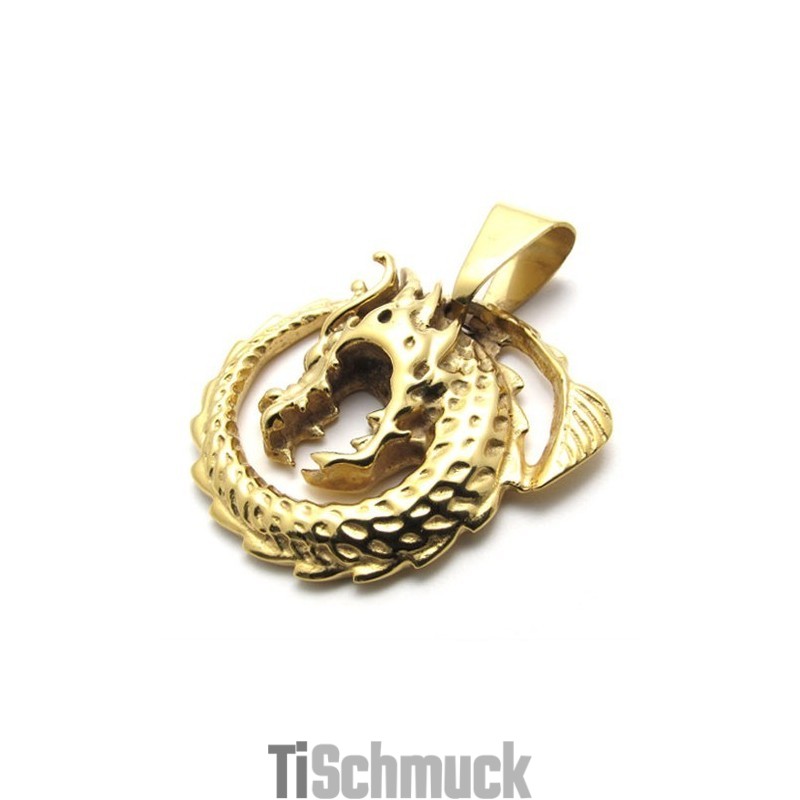 Goldener Drachen-Anhänger Aus Titan