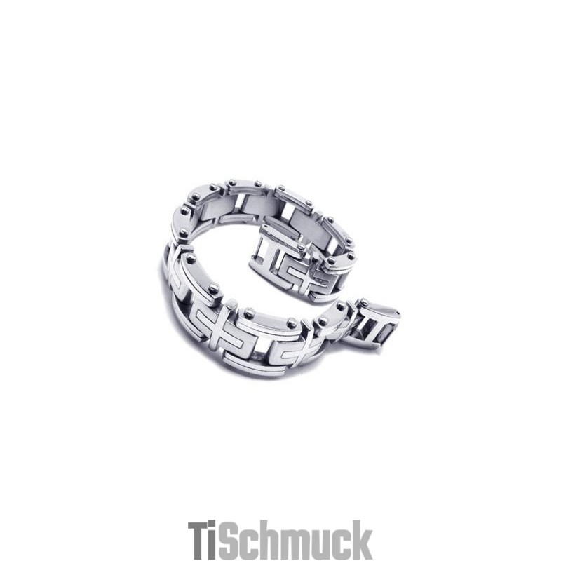 Herren- Und Jungenarmband Aus Reinem Titan Mit Kreuzanhänger Herren- Und Jungenarmband Aus Reinem Titan Mit Kreuzanhänger