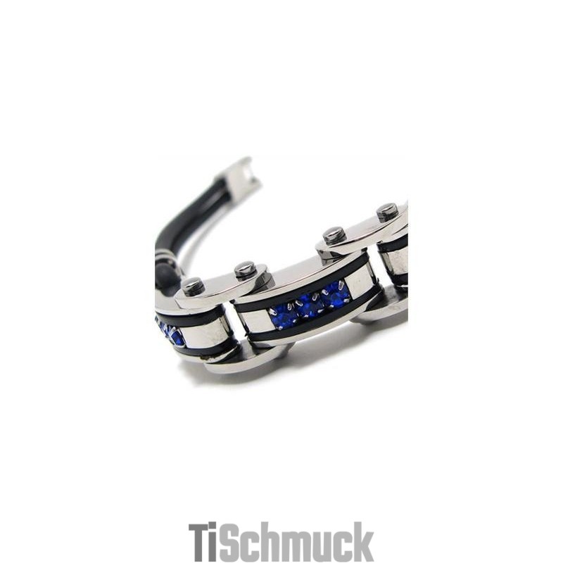 Herrenarmband Aus Reinem Titankautschuk, Blau/Schwarz/Silber