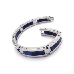 Herren-Armreif Aus Reinem Titan-Kautschuk, Blau/Silber