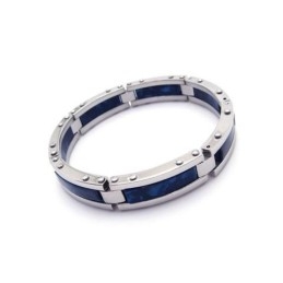 Herren-Armreif Aus Reinem Titan-Kautschuk, Blau/Silber