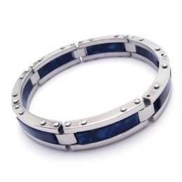 Herren-Armreif Aus Reinem Titan-Kautschuk, Blau/Silber
