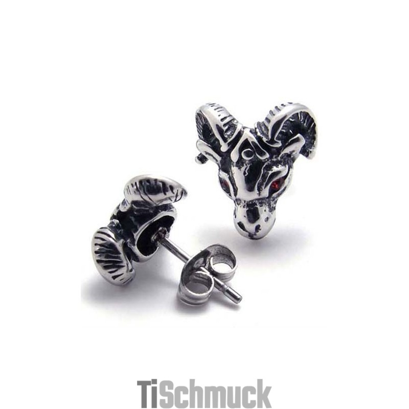 Titan-Ohrringe Mit Roten Diamanten Und Schafen