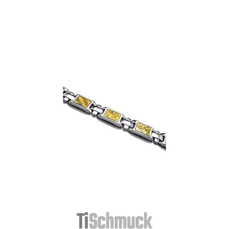 Goldenes Und Silbernes Magnetarmband Aus Reinem Titan Für Herren