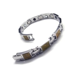 Goldenes Und Silbernes Magnetarmband Aus Reinem Titan Für Herren