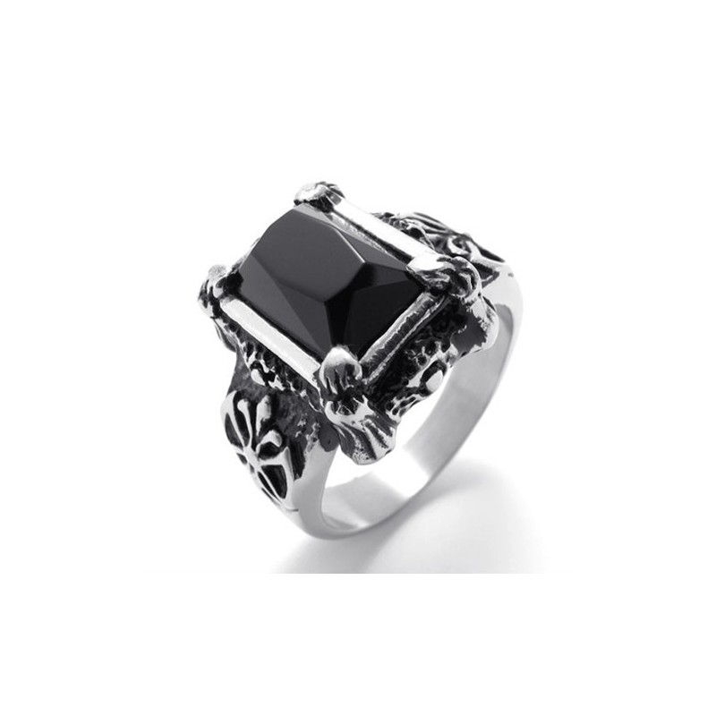 Titanring Mit Schwarzem Edelstein