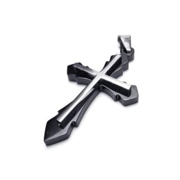 Schwarze Herren-Kreuz-Halskette Mit Anhänger Aus Reinem Titan (Neu)