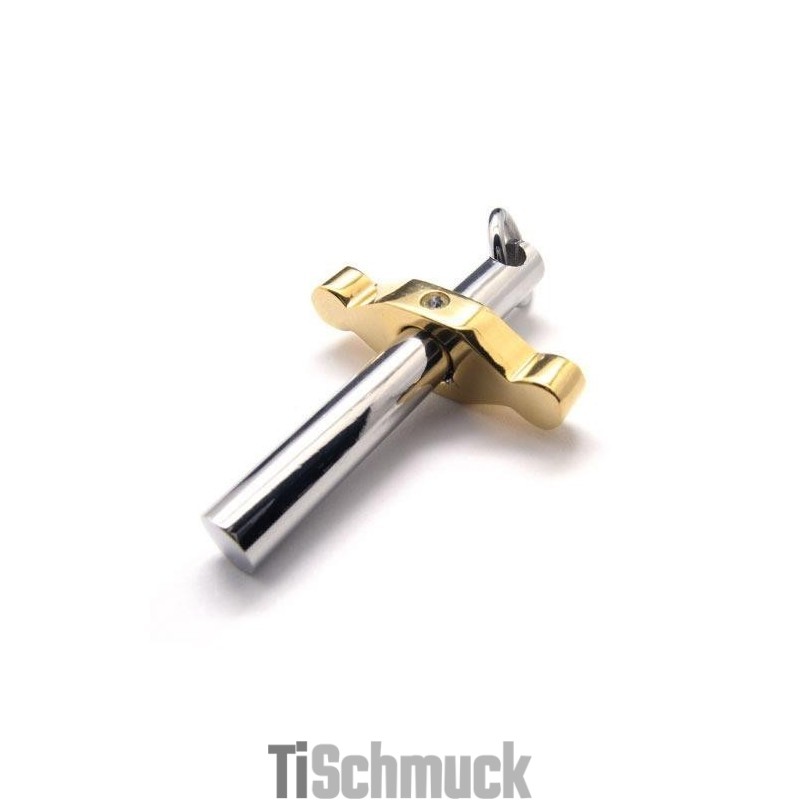 Halskette Mit Kreuzanhänger Aus Reinem Titan In Gold Und Silber