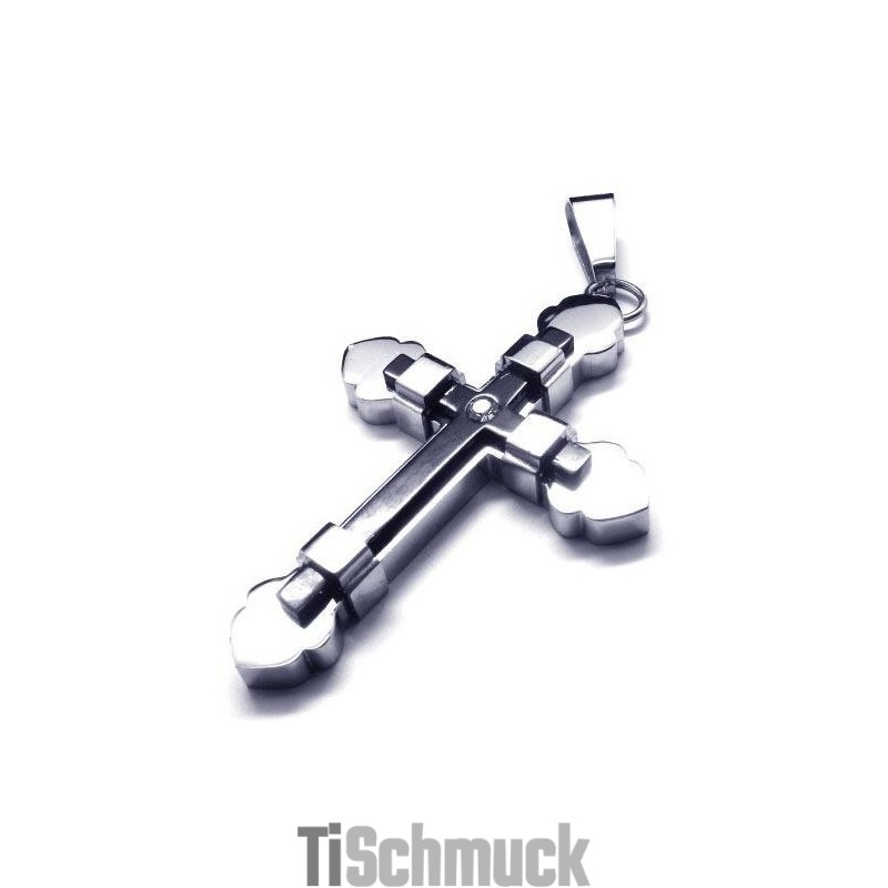 Männer Schwarz Silber Reines Titan Kreuz Halskette Anhänger Männer Schwarz Silber Reines Titan Kreuz Halskette Anhänger