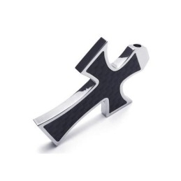 Herren Halskette Mit Kreuzanhänger Aus Reinem Titan, Schwarz/Silber