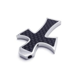 Herren Halskette Mit Kreuzanhänger Aus Reinem Titan, Schwarz/Silber