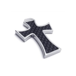 Herren Halskette Mit Kreuzanhänger Aus Reinem Titan, Schwarz/Silber