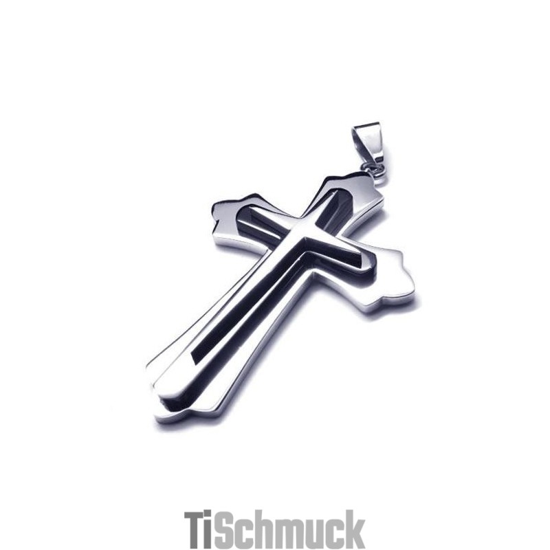 Männer Schwarz Silber Reines Titan Kreuz Halskette Anhänger Männer Schwarz Silber Reines Titan Kreuz Halskette Anhänger