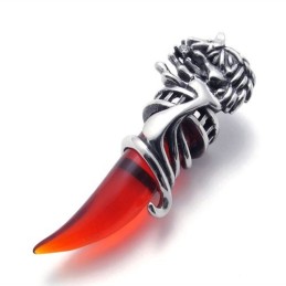 Titananhänger Mit Rotem Wolfszahn