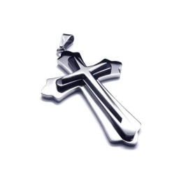 Männer Schwarz Silber Reines Titan Kreuz Halskette Anhänger