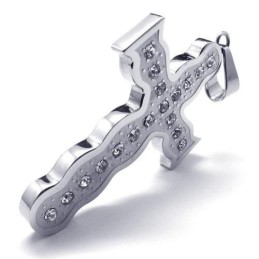 Silberne Herren-Kreuzanhänger-Halskette Aus Reinem Titan (Neu)