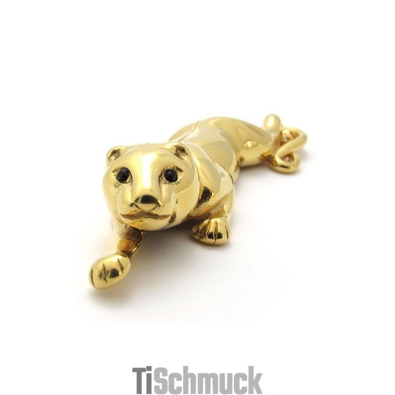 Titan-Gold-Löwenanhänger Mit Zirkonen Titan-Gold-Löwenanhänger Mit Zirkonen
