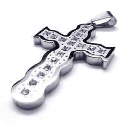 Silberne Herren-Kreuzanhänger-Halskette Aus Reinem Titan (Neu)