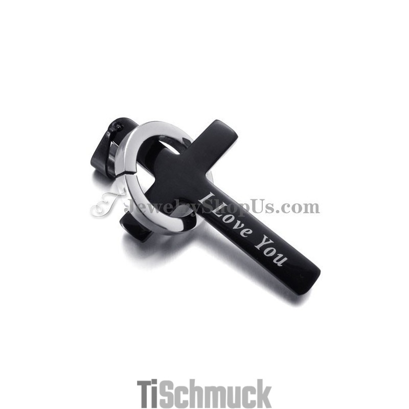 Kreuz- Und Kreisanhänger Aus Schwarzem Titan Kreuz- Und Kreisanhänger Aus Schwarzem Titan