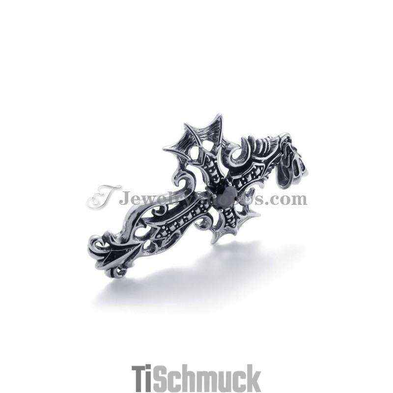 Kreuz-Titan-Anhänger Mit Schwarzem Zirkon Kreuz-Titan-Anhänger Mit Schwarzem Zirkon