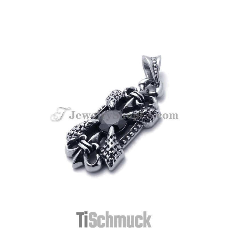 Eleganter Titananhänger Mit Schwarzem Zirkon Eleganter Titananhänger Mit Schwarzem Zirkon