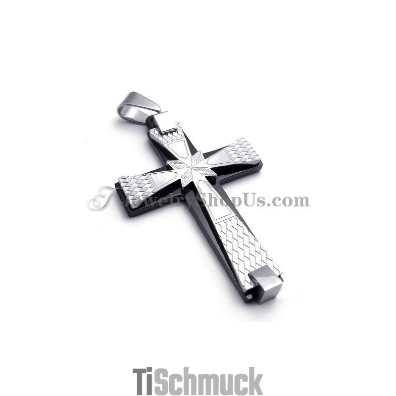 Eleganter Schwarzer Titan-Kreuzanhänger