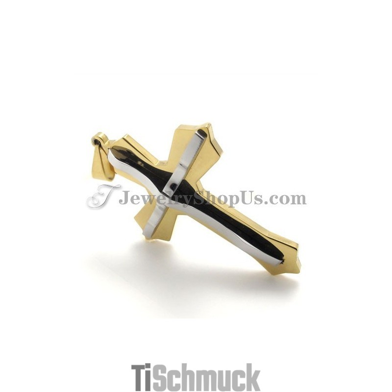 Modischer Kreuzanhänger Aus Titan In Gold Modischer Kreuzanhänger Aus Titan In Gold