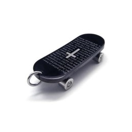 Herren-Kreuz-Halskette Mit Skateboard-Anhänger Aus Reinem Titan