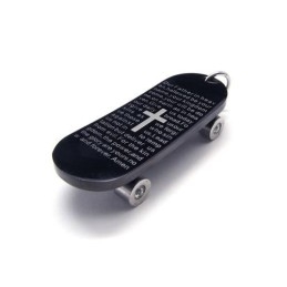 Herren-Kreuz-Halskette Mit Skateboard-Anhänger Aus Reinem Titan