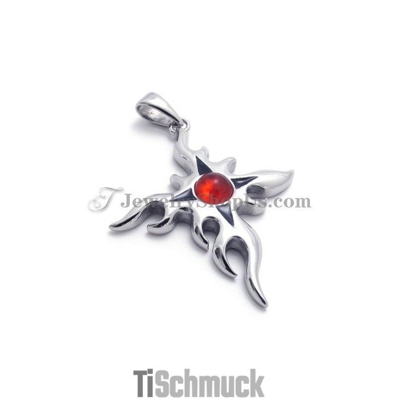 Modischer Titan-Anhänger Mit Rotem Zirkon Modischer Titan-Anhänger Mit Rotem Zirkon