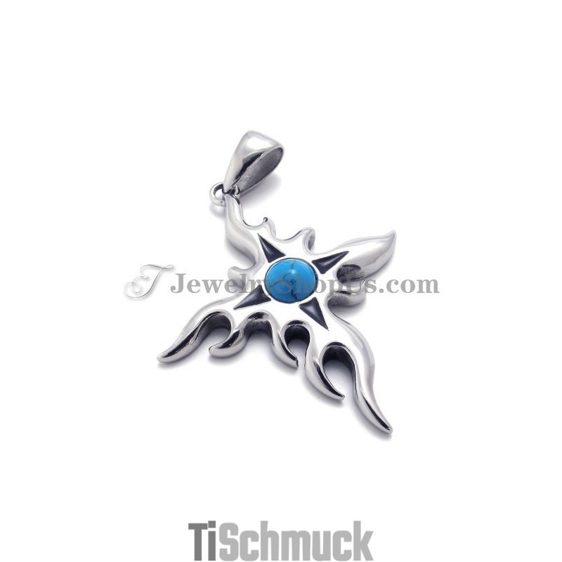 Modischer Titan-Anhänger Mit Blauem Zirkon Modischer Titan-Anhänger Mit Blauem Zirkon