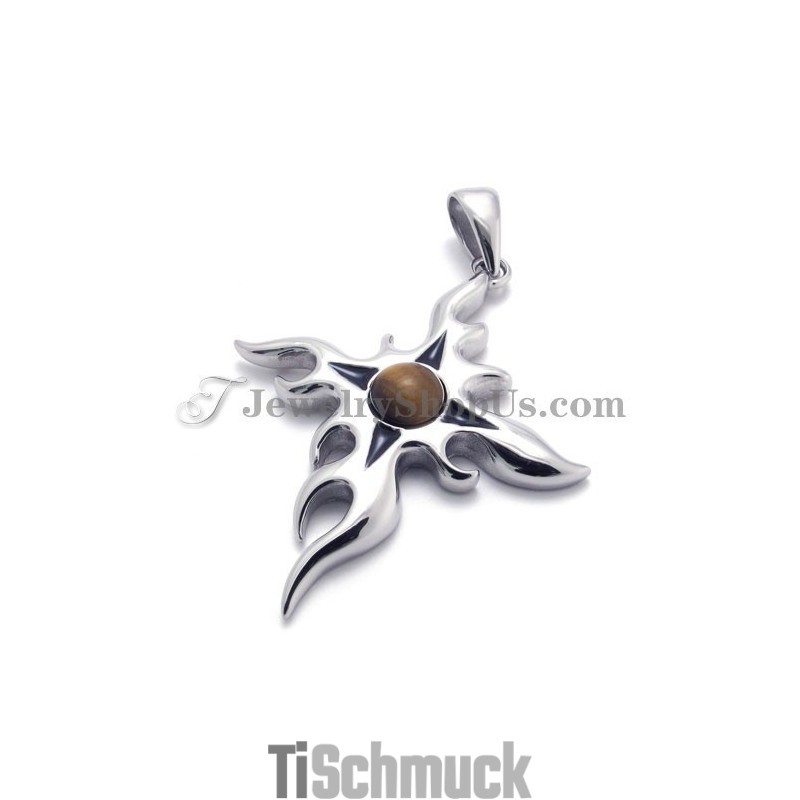 Modischer Titan-Anhänger Mit Braunem Zirkon