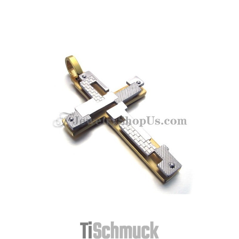 Modischer Kreuzanhänger Aus Titan In Gold Modischer Kreuzanhänger Aus Titan In Gold