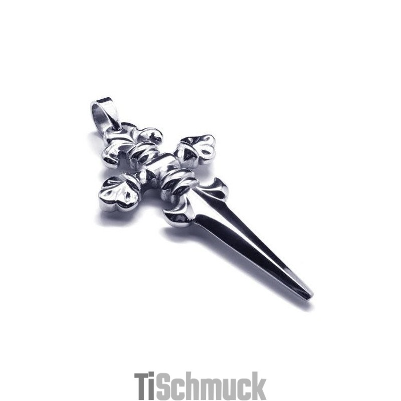 Halskette Mit Kreuz- Und Schwertanhänger Aus Reinem Titan Für Herren Und Jungen Halskette Mit Kreuz- Und Schwertanhänger Aus Reinem Titan Für Herren Und Jungen