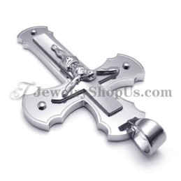 Klassischer Silberner Titan-Anhänger Mit Jesuskreuz