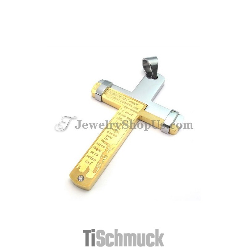 Eleganter Goldener Titan-Kreuzanhänger Mit Strass