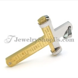 Eleganter Goldener Titan-Kreuzanhänger Mit Strass