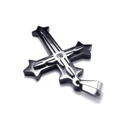 Schwarze Herren-Halskette Mit Kreuzanhänger Aus Reinem Titan (Neu)