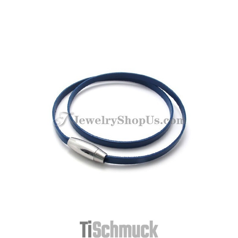 Modisches Blaues Lederarmband Mit Titan Modisches Blaues Lederarmband Mit Titan