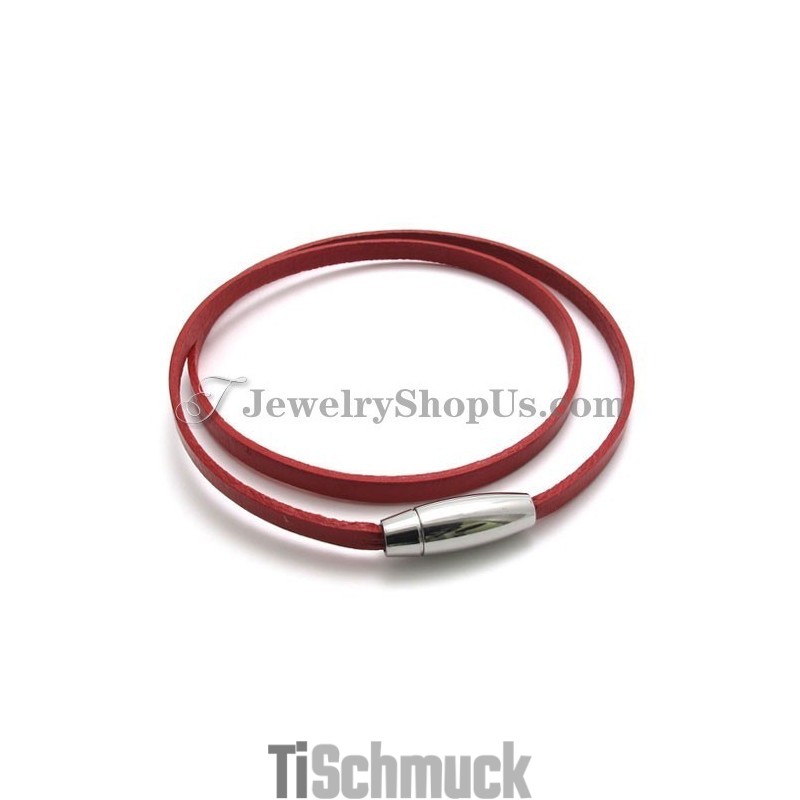 Modisches Rotes Lederarmband Mit Titan Modisches Rotes Lederarmband Mit Titan