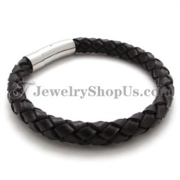 Modisches Armband Aus Braunem Leder Und Titan