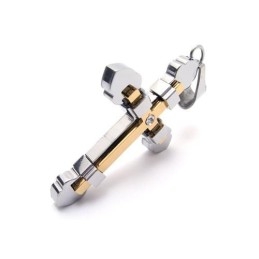 Goldener Kreuz-Halskettenanhänger Aus Reinem Titan Für Herren (Neu)