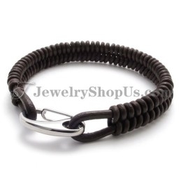 Wunderschönes Braunes Armband Aus Titan Und Leder
