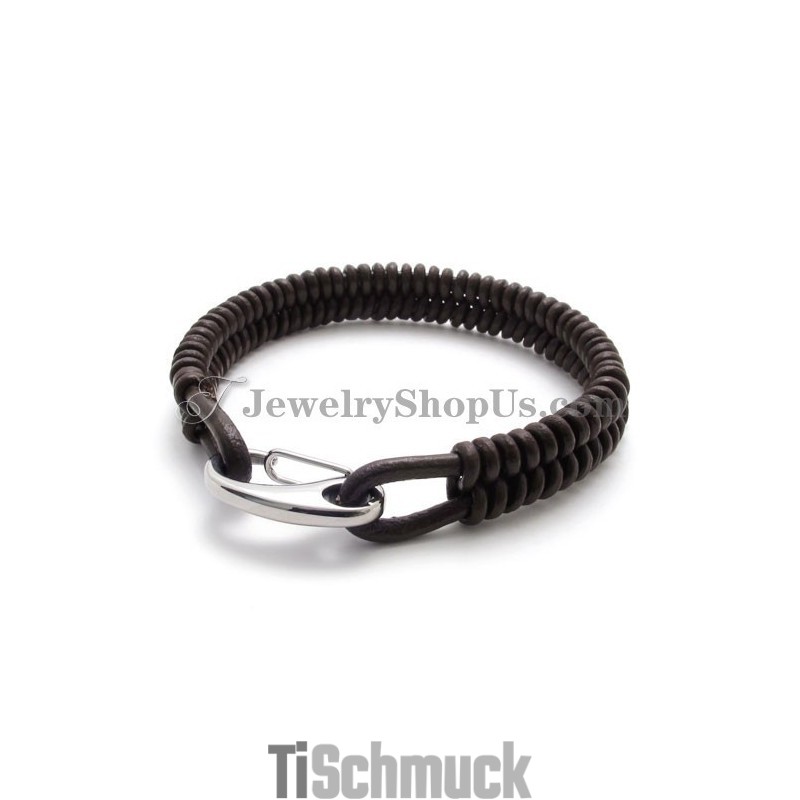 Wunderschönes Braunes Armband Aus Titan Und Leder Wunderschönes Braunes Armband Aus Titan Und Leder
