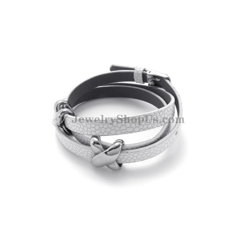 Modisches Weißes Lederarmband Mit Titan