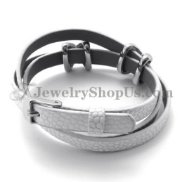 Modisches Weißes Lederarmband Mit Titan